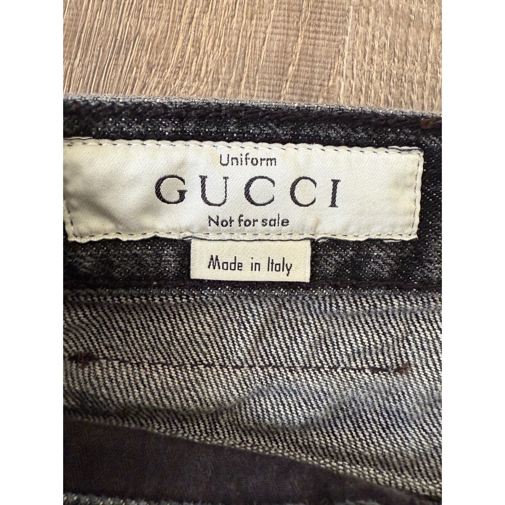 Gucci Uniform Jeans Men Size 48 Black Denim Italy Distressed Straight Leg Casual - Picture 9 of 16